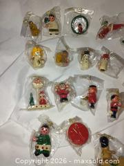 MaxSold Auction:  New plastic wrapped miniature wooden hand-crafted Christmas tree ornaments - Walworth (New York, USA) SELLER MANAGED Downsizing Online Auction -  High Street