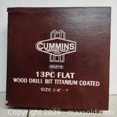 MaxSold Auction: Vintage Cummins industrial tools 13pc Wood Drill Bit kit Titanium Coated  - Walworth (New York, USA) SELLER MANAGED Downsizing Online Auction -  High Street