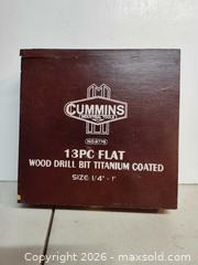 MaxSold Auction: Vintage Cummins industrial tools 13pc Wood Drill Bit kit Titanium Coated  - Walworth (New York, USA) SELLER MANAGED Downsizing Online Auction -  High Street