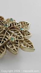 MaxSold Auction: Vintage Victorian Floral Rhinestone Light Gold Tone Brooch - Walworth (New York, USA) SELLER MANAGED Downsizing Online Auction -  High Street