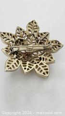 MaxSold Auction: Vintage Victorian Floral Rhinestone Light Gold Tone Brooch - Walworth (New York, USA) SELLER MANAGED Downsizing Online Auction -  High Street