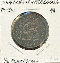 MaxSold Auction: 1854 Cdn. Bank of Upper Canada Half Penny Token  - Newmarket (Ontario, Canada) PARTNER MANAGED Reseller Online Auction - Walter Avenue