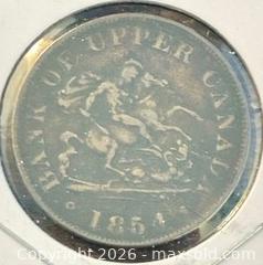 MaxSold Auction: 1854 Cdn. Bank of Upper Canada Half Penny Token  - Newmarket (Ontario, Canada) PARTNER MANAGED Reseller Online Auction - Walter Avenue