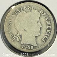 MaxSold Auction: 1908 US Silver Barbra One Dime   - Newmarket (Ontario, Canada) PARTNER MANAGED Reseller Online Auction - Walter Avenue