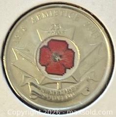 MaxSold Auction: 1918-2008 Cdn. Colour Poppy Armistice 90th Anniversary 25 Cents  - Newmarket (Ontario, Canada) PARTNER MANAGED Reseller Online Auction - Walter Avenue