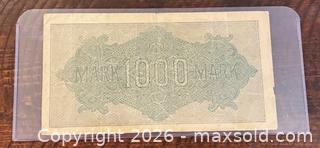 MaxSold Auction: 1922 Germany 1,000 Mark Reichs Paper Banknote  - Newmarket (Ontario, Canada) PARTNER MANAGED Reseller Online Auction - Walter Avenue