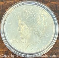 MaxSold Auction: 1923 US Silver Peace Dollar  - Newmarket (Ontario, Canada) PARTNER MANAGED Reseller Online Auction - Walter Avenue
