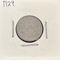 MaxSold Auction: 1929 Cdn. King George V Five Cents  - Newmarket (Ontario, Canada) PARTNER MANAGED Reseller Online Auction - Walter Avenue