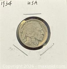 MaxSold Auction: 1934 US Buffalo Nickel  - Newmarket (Ontario, Canada) PARTNER MANAGED Reseller Online Auction - Walter Avenue
