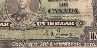 MaxSold Auction: 1937 Cdn. King George VI 1 Dollar Paper Banknote  - Newmarket (Ontario, Canada) PARTNER MANAGED Reseller Online Auction - Walter Avenue