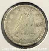 MaxSold Auction: 1943 Cdn. Silver King George VI 10 Cents  - Newmarket (Ontario, Canada) PARTNER MANAGED Reseller Online Auction - Walter Avenue