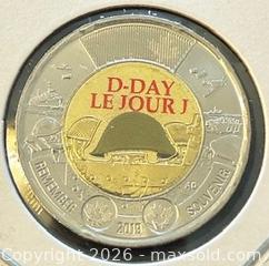 MaxSold Auction: 1944-2019 Cdn. Colour D-Day 75th Anniversary Twoonie  - Newmarket (Ontario, Canada) PARTNER MANAGED Reseller Online Auction - Walter Avenue