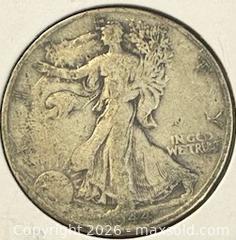 MaxSold Auction: 1944 US Silver Walking Liberty Half Dollar    - Newmarket (Ontario, Canada) PARTNER MANAGED Reseller Online Auction - Walter Avenue