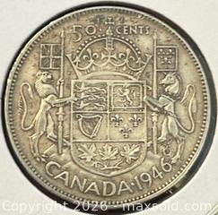 MaxSold Auction: 1946 Cdn. Silver King George VI 50 Cents  - Newmarket (Ontario, Canada) PARTNER MANAGED Reseller Online Auction - Walter Avenue