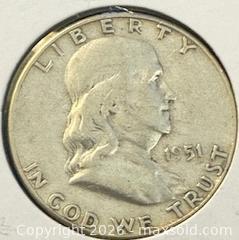 MaxSold Auction: 1951 US Silver Franklin Half Dollar  - Newmarket (Ontario, Canada) PARTNER MANAGED Reseller Online Auction - Walter Avenue