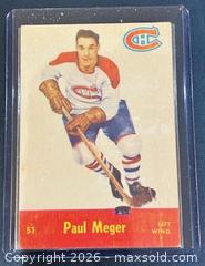 MaxSold Auction:  1955-6 Parkhurst Paul Meger Hockey Collectible Trading Card  - Newmarket (Ontario, Canada) PARTNER MANAGED Reseller Online Auction - Walter Avenue