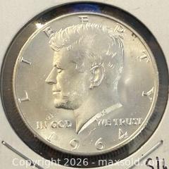 MaxSold Auction: 1964 US Silver Kennedy Half Dollar  - Newmarket (Ontario, Canada) PARTNER MANAGED Reseller Online Auction - Walter Avenue