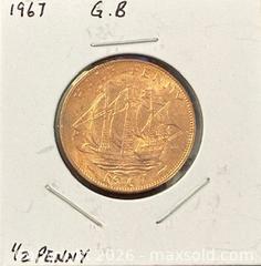 MaxSold Auction: 1967 GB Queen Elizabeth II Half Penny  - Newmarket (Ontario, Canada) PARTNER MANAGED Reseller Online Auction - Walter Avenue
