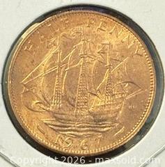 MaxSold Auction: 1967 GB Queen Elizabeth II Half Penny  - Newmarket (Ontario, Canada) PARTNER MANAGED Reseller Online Auction - Walter Avenue