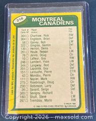 MaxSold Auction: 1980-1 O-Pee-Chee Montreal Canadiens Team Leaders Guy Lafleur and Pierre Larouche Hockey Collectible Trading Card  - Newmarket (Ontario, Canada) PARTNER MANAGED Reseller Online Auction - Walter Avenue