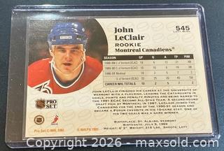 MaxSold Auction: 1991 Pro Set John LeClair Rookie Hockey Collectible Trading Card  - Newmarket (Ontario, Canada) PARTNER MANAGED Reseller Online Auction - Walter Avenue