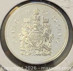 MaxSold Auction: 1997 Cdn. Silver Proof Queen Elizabeth II 50 Cents  - Newmarket (Ontario, Canada) PARTNER MANAGED Reseller Online Auction - Walter Avenue