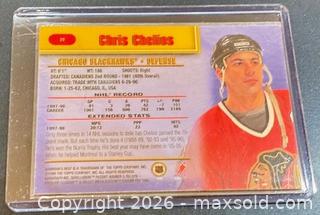 MaxSold Auction: 1999-00 Topps Bowman's Best Hall of Fame Defenseman Chris Chelios Hockey Collectible Trading Card  - Newmarket (Ontario, Canada) PARTNER MANAGED Reseller Online Auction - Walter Avenue