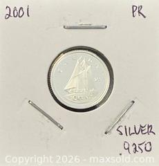 MaxSold Auction: 2001 Cdn. Silver Proof Queen Elizabeth II 10 Cents  - Newmarket (Ontario, Canada) PARTNER MANAGED Reseller Online Auction - Walter Avenue