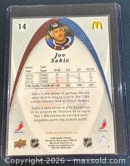 MaxSold Auction:  2008-9 Upper Deck McDonald's Joe Sakic Hockey Collectible Trading Card  - Newmarket (Ontario, Canada) PARTNER MANAGED Reseller Online Auction - Walter Avenue