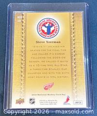 MaxSold Auction:  2009-10 Upper Deck National Hockey Card Day Steve Yzerman Hockey Collectible Trading Card  - Newmarket (Ontario, Canada) PARTNER MANAGED Reseller Online Auction - Walter Avenue