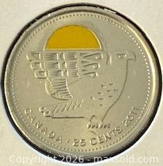 MaxSold Auction: 2011 Cdn. Colour Legendary Nature: Peregrine Falcon 25 Cents  - Newmarket (Ontario, Canada) PARTNER MANAGED Reseller Online Auction - Walter Avenue