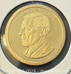 MaxSold Auction: 2013 US Proof Woodrow Wilson 28th President "1913-1921" Dollar - Series Honoring US Presidents  - Newmarket (Ontario, Canada) PARTNER MANAGED Reseller Online Auction - Walter Avenue