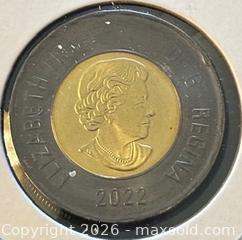 MaxSold Auction: 2022 Cdn. Commemorative and Honoring The Late Queen Elizabeth II Colour Twoonie  - Newmarket (Ontario, Canada) PARTNER MANAGED Reseller Online Auction - Walter Avenue
