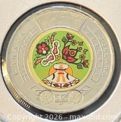 MaxSold Auction: 2023 Cdn. Commemorating National Indigenous Peoples Day Colour Twoonie  - Newmarket (Ontario, Canada) PARTNER MANAGED Reseller Online Auction - Walter Avenue