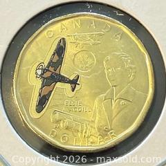MaxSold Auction: 2023 Cdn. Commemorative Honoring Elsie MacGill being the World's First Practicing Female Aircraft Engineer Colour Loonie  - Newmarket (Ontario, Canada) PARTNER MANAGED Reseller Online Auction - Walter Avenue