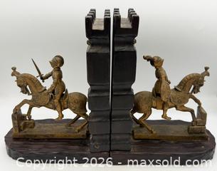 MaxSold Auction: Vintage mid-century Italian bookends featuring knights on horseback leaving a castle gate - Menlo Park (California, USA) SELLER MANAGED Downsizing Online Auction - Henderson Place