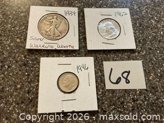 MaxSold Auction: 3 Silver Coins   - Forks Township (Pennsylvania, USA) SELLER MANAGED Downsizing Online Auction - Ben Jon Road