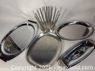MaxSold Auction: 10.5” MCM Brushed Aluminum Fruit and Stainless Steel Serving Trays - Toronto (Ontario, Canada) SELLER MANAGED Reseller Online Auction - Chesswood Drive