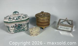MaxSold Auction: (4) Vintage Covered Trinket Boxes  - Toronto (Ontario, Canada) SELLER MANAGED Reseller Online Auction - Chesswood Drive