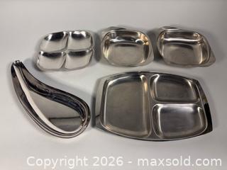 MaxSold Auction: (5) MCM Stainless Steel Servingware Pieces  - Toronto (Ontario, Canada) SELLER MANAGED Reseller Online Auction - Chesswood Drive