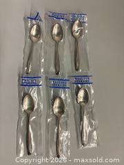 MaxSold Auction: (6) New 4” Wallace STERLING SILVER Spoons - Marked  - Toronto (Ontario, Canada) SELLER MANAGED Reseller Online Auction - Chesswood Drive