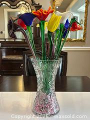 MaxSold Auction: MCM Long Stem MURANO Bouquet Hand Blown Art Glass Flowers and Bohemian Cut Crystal Vase - Toronto (Ontario, Canada) SELLER MANAGED Reseller Online Auction - Chesswood Drive