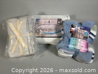 MaxSold Auction: NIB Queen Down Comforter, Sherpa Throw Blanket, 6-Pce Towel Set - Toronto (Ontario, Canada) SELLER MANAGED Reseller Online Auction - Chesswood Drive