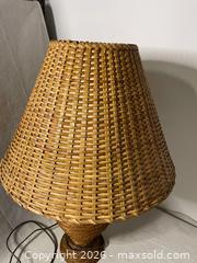 MaxSold Auction: 26" Wicker Table Lamp with Wicker Shade - East Fallowfield Township (Pennsylvania, USA) SELLER MANAGED Downsizing Online Auction - Mink Hollow Road