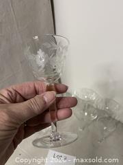 MaxSold Auction: Lot of 7 Vintage Etched Crystal Glasses - East Fallowfield Township (Pennsylvania, USA) SELLER MANAGED Downsizing Online Auction - Mink Hollow Road