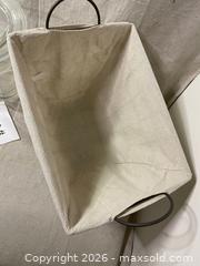 MaxSold Auction: Metal Wire Basket with Lining and Handles and Cookie Jar - East Fallowfield Township (Pennsylvania, USA) SELLER MANAGED Downsizing Online Auction - Mink Hollow Road