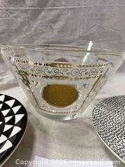 MaxSold Auction: Mid Century Large Medallion Gold Rimmed Salad Bowl and New Plates - East Fallowfield Township (Pennsylvania, USA) SELLER MANAGED Downsizing Online Auction - Mink Hollow Road