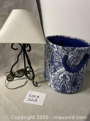 MaxSold Auction: Vintage Hand Made Wrought Iron Small Table Lamp w/Shade & Basket - East Fallowfield Township (Pennsylvania, USA) SELLER MANAGED Downsizing Online Auction - Mink Hollow Road
