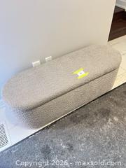 MaxSold Auction: Textured boucle fabric storage ottoman bench  - Ottawa (Ontario, Canada) PARTNER MANAGED Downsizing Online Auction - Gladwin Crescent