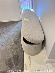 MaxSold Auction: Textured boucle fabric storage ottoman bench  - Ottawa (Ontario, Canada) PARTNER MANAGED Downsizing Online Auction - Gladwin Crescent